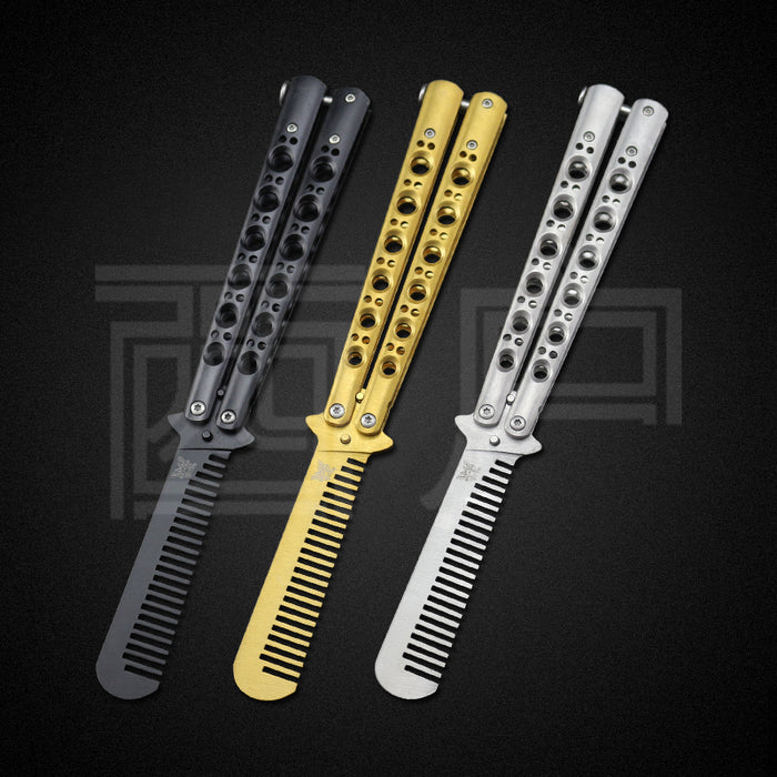 COMB HOLE BUTTERFLY KNIFE (Blunt Blade - Non sharp).