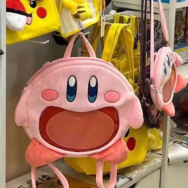 Anime Kirby Plush Bag Creative Big Mouth Crossbody Bag