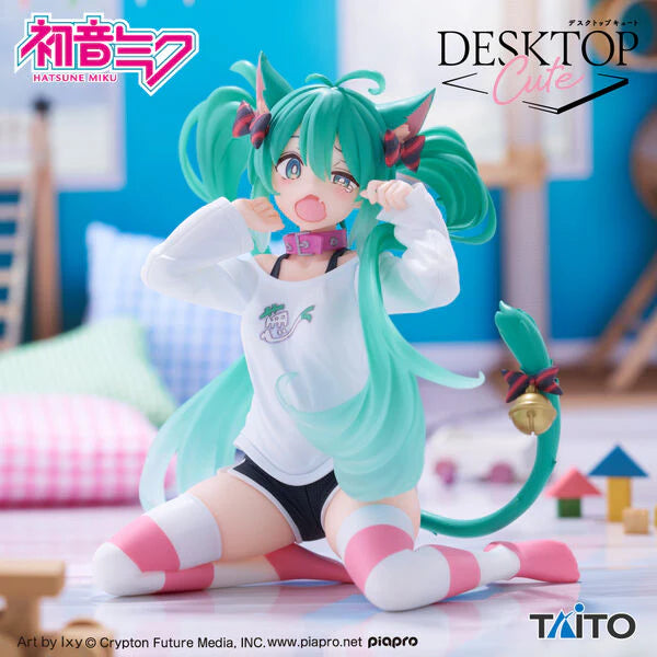 Vocaloid - Hatsune Miku - Desktop Cute - Nekomimi T-Shirt ver. (Taito) Figure