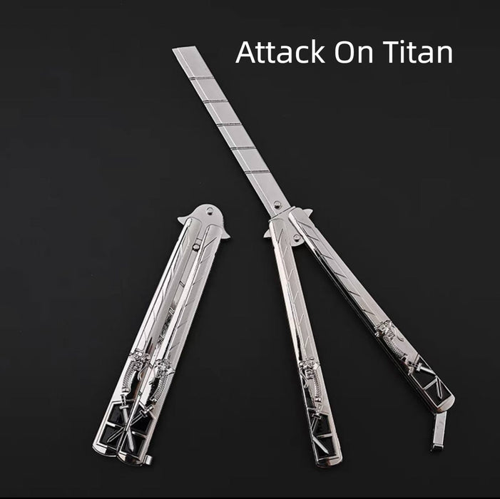 Attack on Titan Anime Butterfly Knife (Blunt Blade - Non sharp).