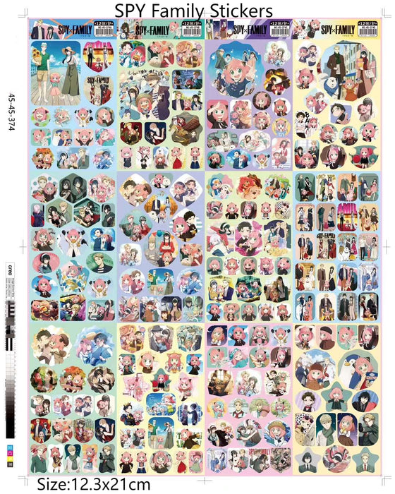 12 Sheets SPY Family Anime Stickers No:45-374