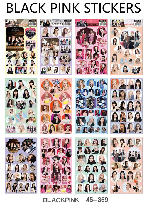 12 Sheets BLACK PINK Stickers No:45-369