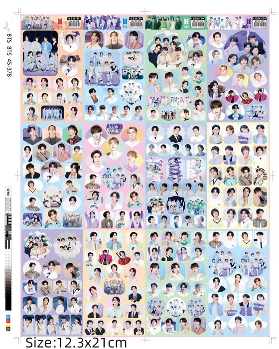 12 Sheets BTS KPOP Stickers No:45-378