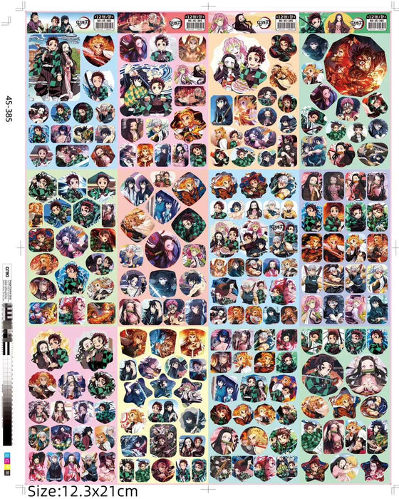 12 Sheets Demon Slayer Anime Stickers No:45-385