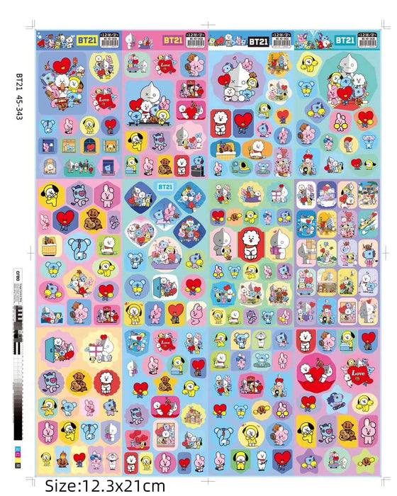 12 Sheets BT21 Anime Stickers No:45-343