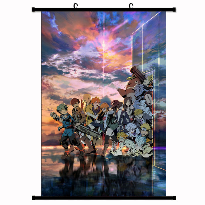 WALL SCROLL -  My Hero Academia, Attack on Titan, One Punch man, Haikyu, Persona, Dororo, Final Fantasy, Mob Psycho 100,  Naruto, Hunter X Hunter, Dr Stone, The Promised Neverland,  Cells at Work!， Spirited Away， Fullmetal Alchemist，Eyeshield 21， Totoro