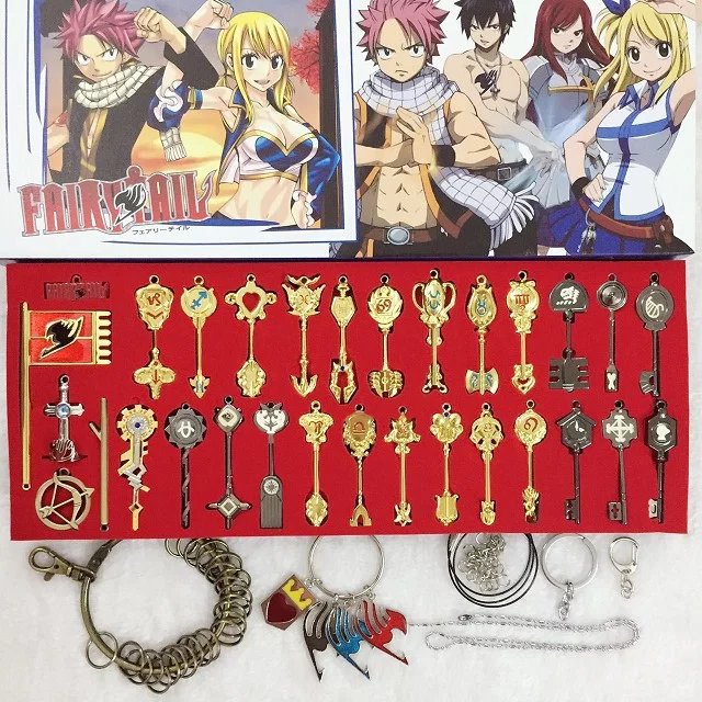 Anime Fairy Tail Wearing Key Pendant Cosplay 35 pcs/set Charm set accessories