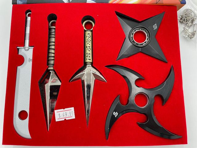 Anime Naruto Uzumaki Kunai Shuriken Wearing Pendant Cosplay 5 pcs/set 2 Charm set accessories