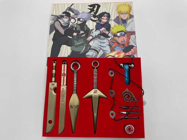 Naruto Uzumaki Anime Wearing necklace Kunai Akatsuki Ring Pendant Cosplay Charm set 1 accessories