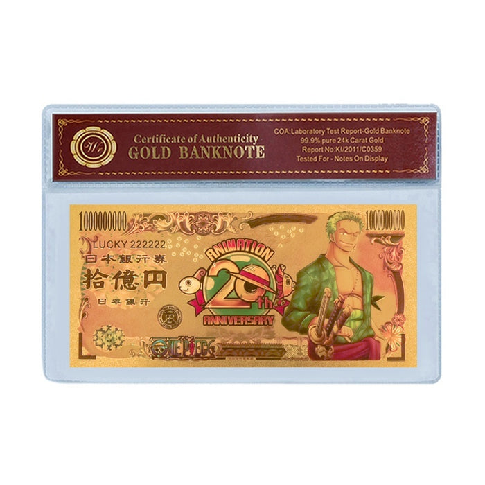 ONE PIECE Gold Foil Banknote 20th Aniversary accessories