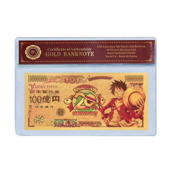 ONE PIECE Gold Foil Banknote 20th Aniversary accessories