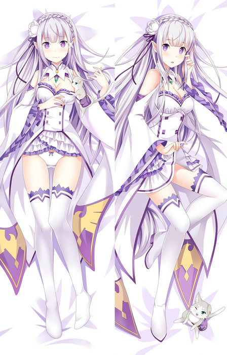 Re:Zero − Emilia Starting Life in Another World Emilia Dakimakura HUGGING PEACH SKIN BODY PILLOW (R16)