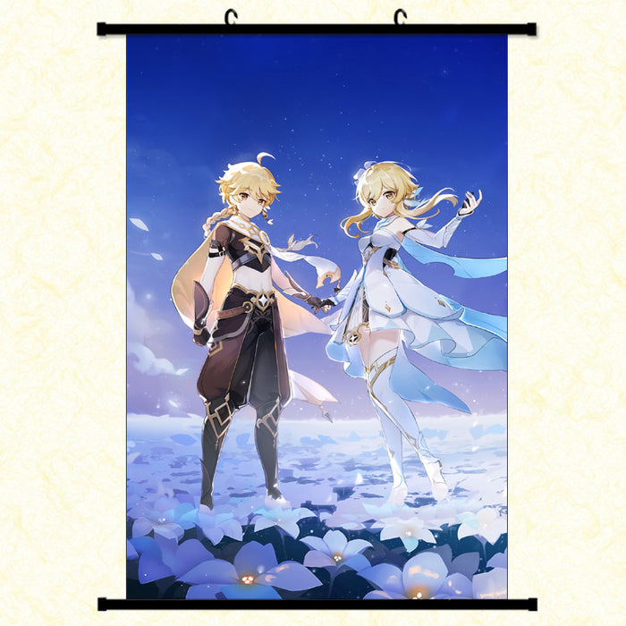 Wall Scroll - Genshin Impact Traveler & Lumine