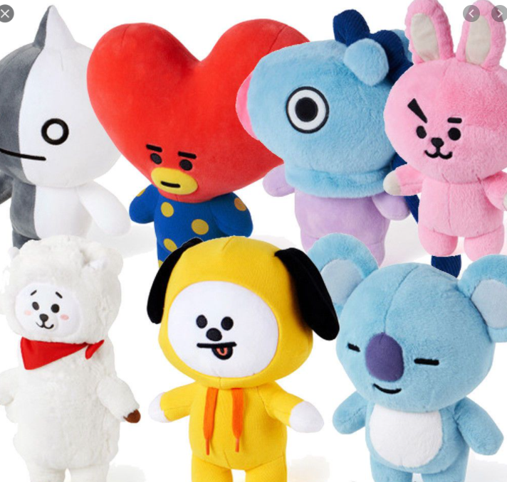 K-POP BTS BT21 Character (RJ, MANG, CHIMMY, SHOOKY, COOKY, TATA, KOYA, VAN) Plush Toy 25CM