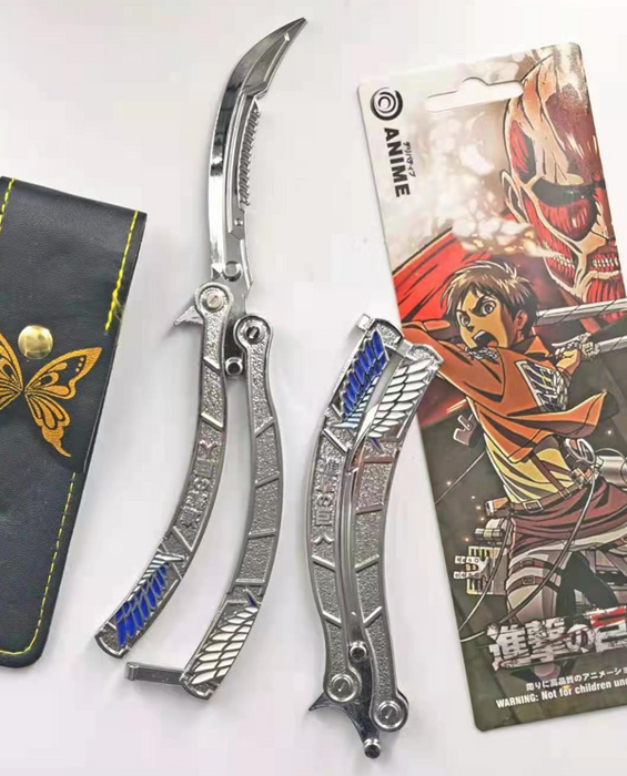 Attack on Titan Anime Butterfly Knife (Blunt Blade - Non sharp).