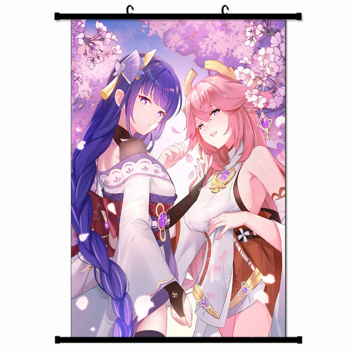 Wall Scroll - Genshin Impact Raiden Shogun & Yae Miko