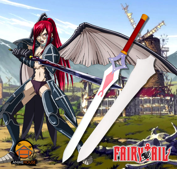 metal sword fairy tail erza scarlet black wing armor sword 585a