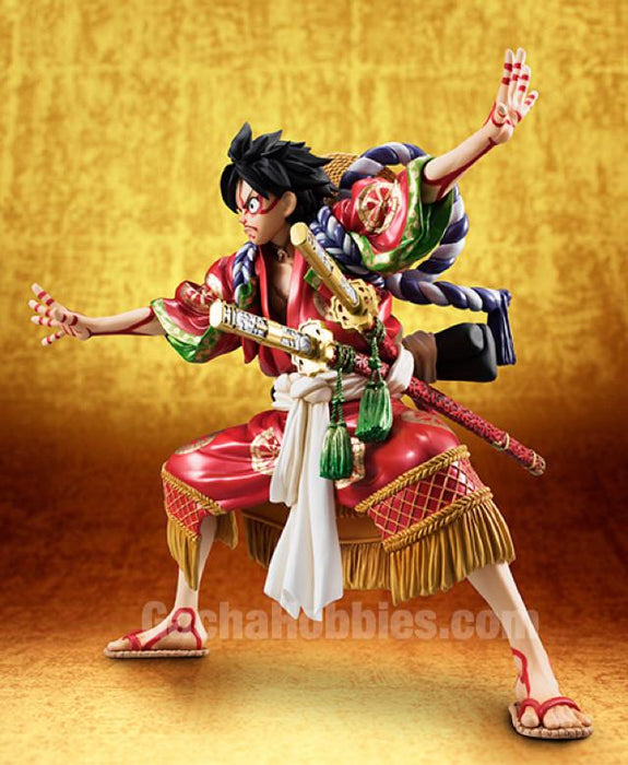 In stock Mega House Portrait Of Pirates One Piece Kabuki Edition Monky D. Luffy Limited Figure POP