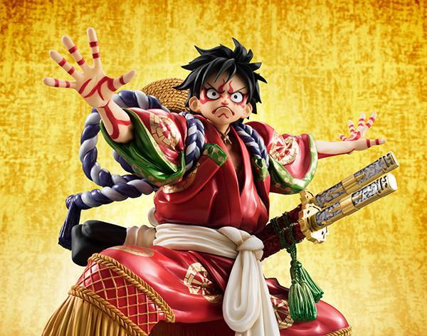 In stock Mega House Portrait Of Pirates One Piece Kabuki Edition Monky D. Luffy Limited Figure POP