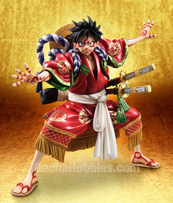 In stock Mega House Portrait Of Pirates One Piece Kabuki Edition Monky D. Luffy Limited Figure POP