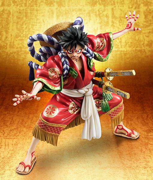 In stock Mega House Portrait Of Pirates One Piece Kabuki Edition Monky D. Luffy Limited Figure POP