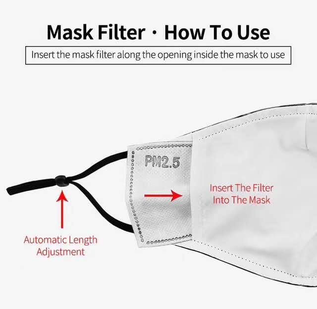 Anime Face Masks with Filter/Nose Clip/Adjustable Length