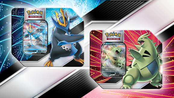 V Strikers Cards Tins (Empoleon V and Tyranitar V) POKEMON TCG